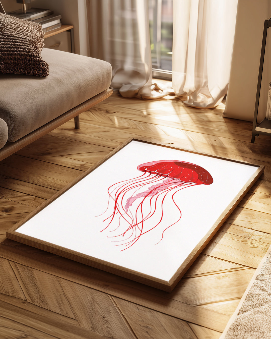 Ahtapot - Kırmızı Jelatinli Poster Tablosu