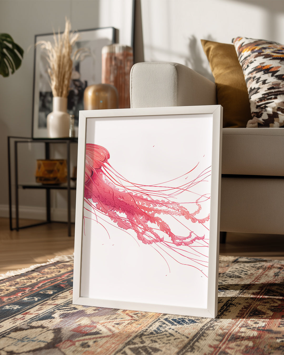 Ahtapot - Pembe İllüzyon Poster Tablosu