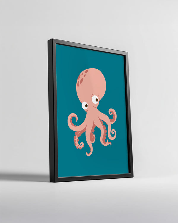 Ahtapot Sevimli Tasarım - Renkli Karakter İllüstrasyonu Poster Tablosu