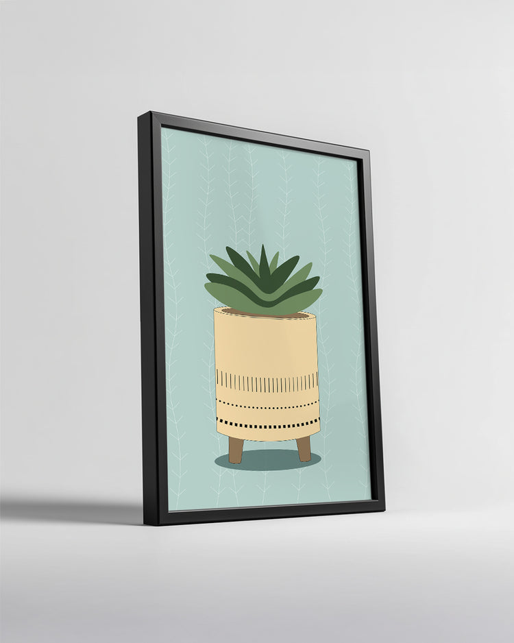 Aqua Succulent Poster Tablosu