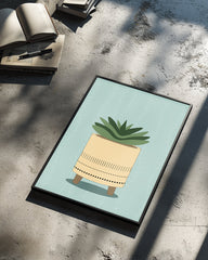 Aqua Succulent Poster Tablosu