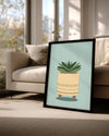 Aqua Succulent Poster Tablosu