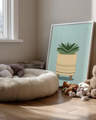 Aqua Succulent Poster Tablosu