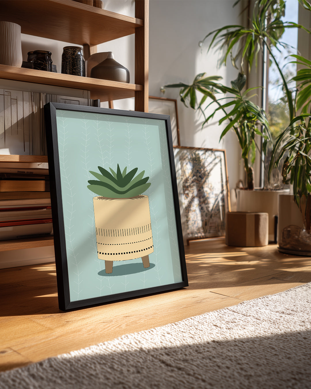 Aqua Succulent Poster Tablosu