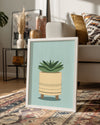 Aqua Succulent Poster Tablosu