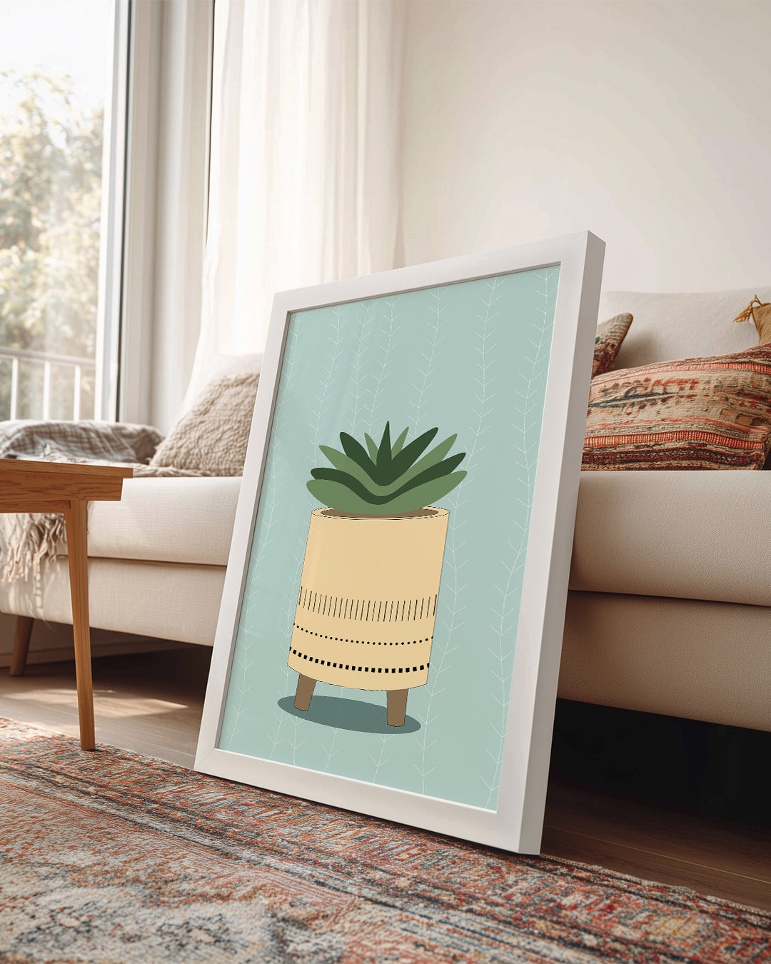 Aqua Succulent Poster Tablosu