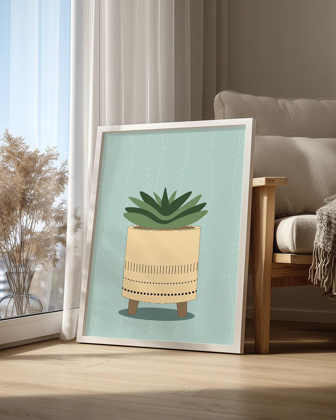 Aqua Succulent Poster Tablosu