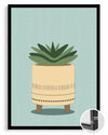 Aqua Succulent Poster Tablosu