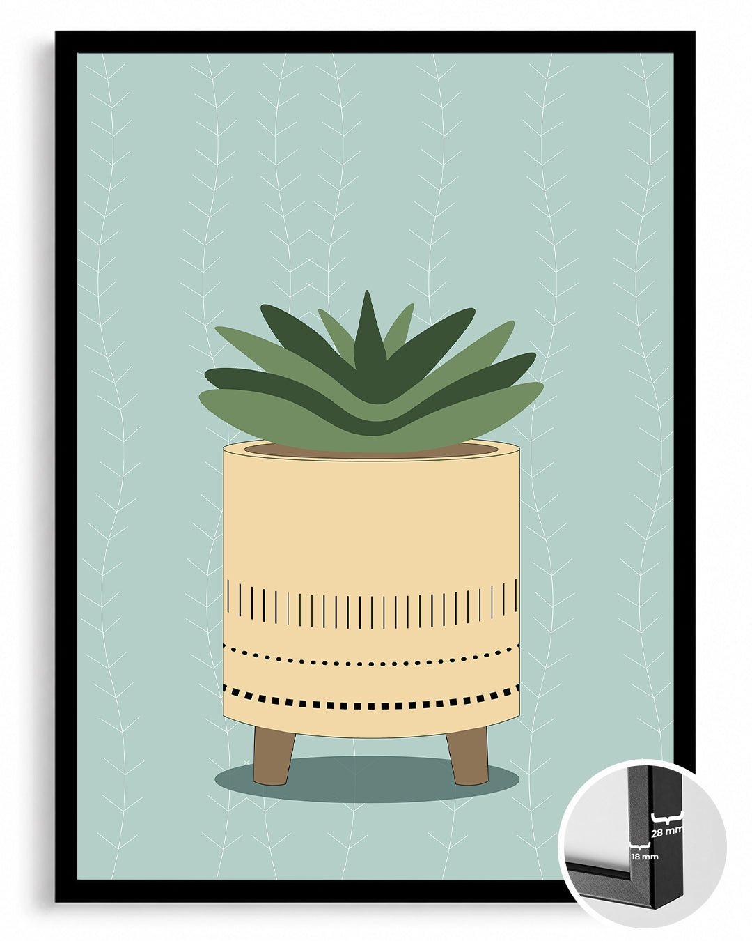Aqua Succulent Poster Tablosu