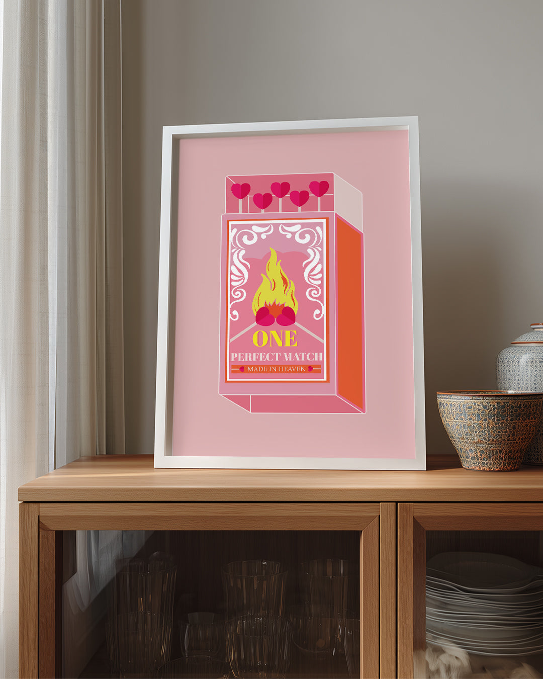 Aşk Kibritleri - Pembe Romantik Tasarım Poster Tablosu