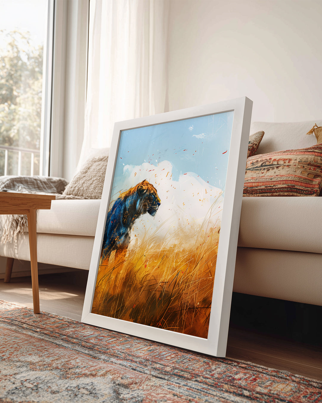 Aslan - Savana Gün Batımı Poster Tablosu