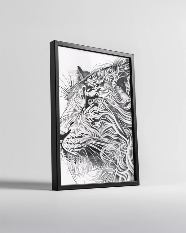 Aslan - Yüz Hatlarıyla Sofistike Tasarım Poster Tablosu