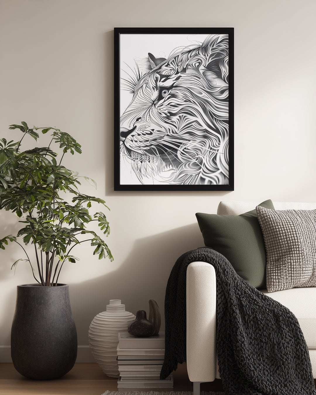 Aslan - Yüz Hatlarıyla Sofistike Tasarım Poster Tablosu