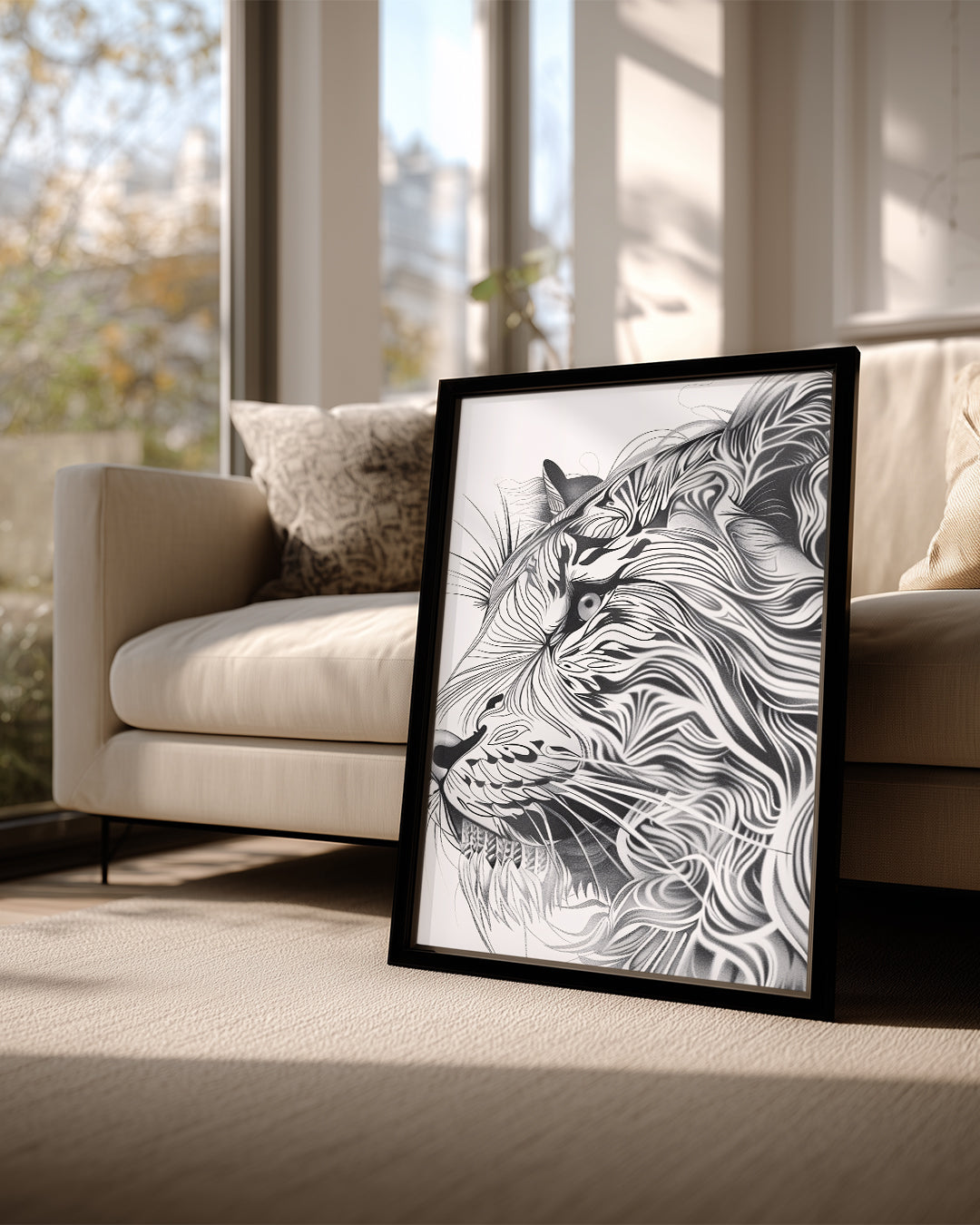 Aslan - Yüz Hatlarıyla Sofistike Tasarım Poster Tablosu