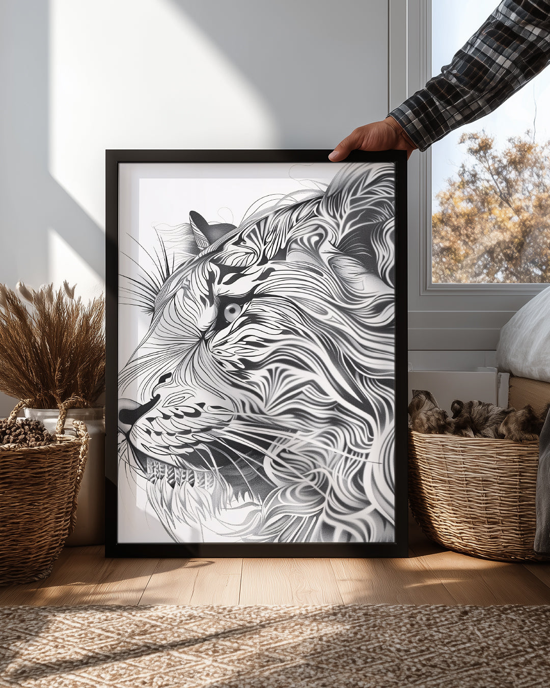Aslan - Yüz Hatlarıyla Sofistike Tasarım Poster Tablosu