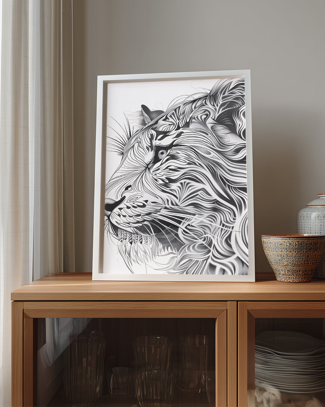 Aslan - Yüz Hatlarıyla Sofistike Tasarım Poster Tablosu