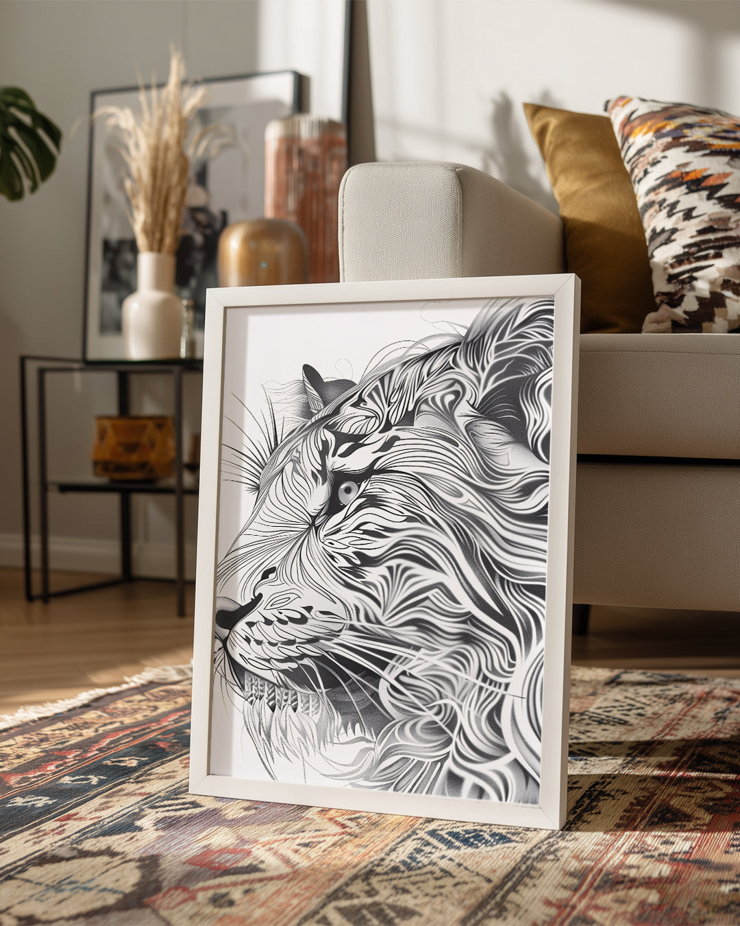 Aslan - Yüz Hatlarıyla Sofistike Tasarım Poster Tablosu