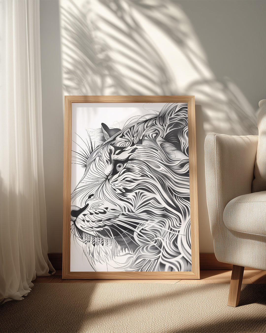Aslan - Yüz Hatlarıyla Sofistike Tasarım Poster Tablosu