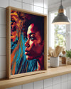 Aslan ve Kadın Portresi - Afrika Sanatı Poster Tablosu
