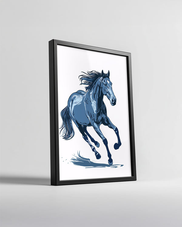 At - Hızla Koşan Mavi At Poster Tablosu