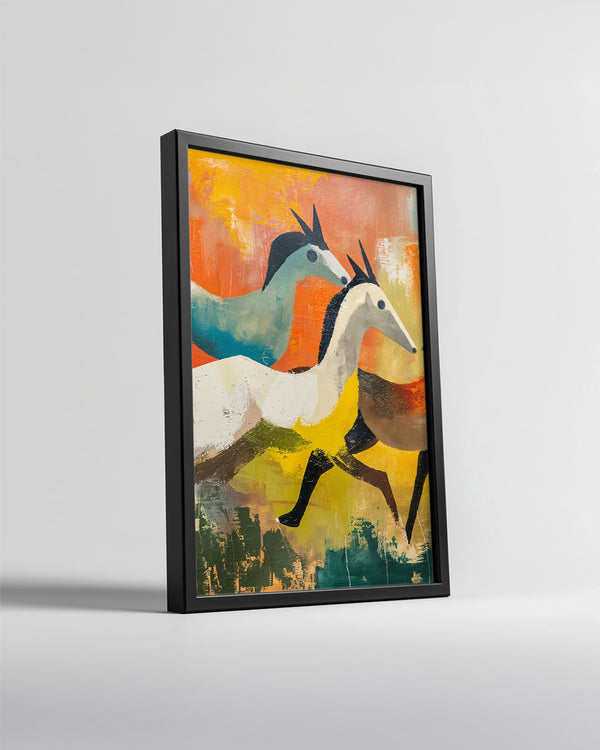 At - Renkli Koşu Poster Tablosu