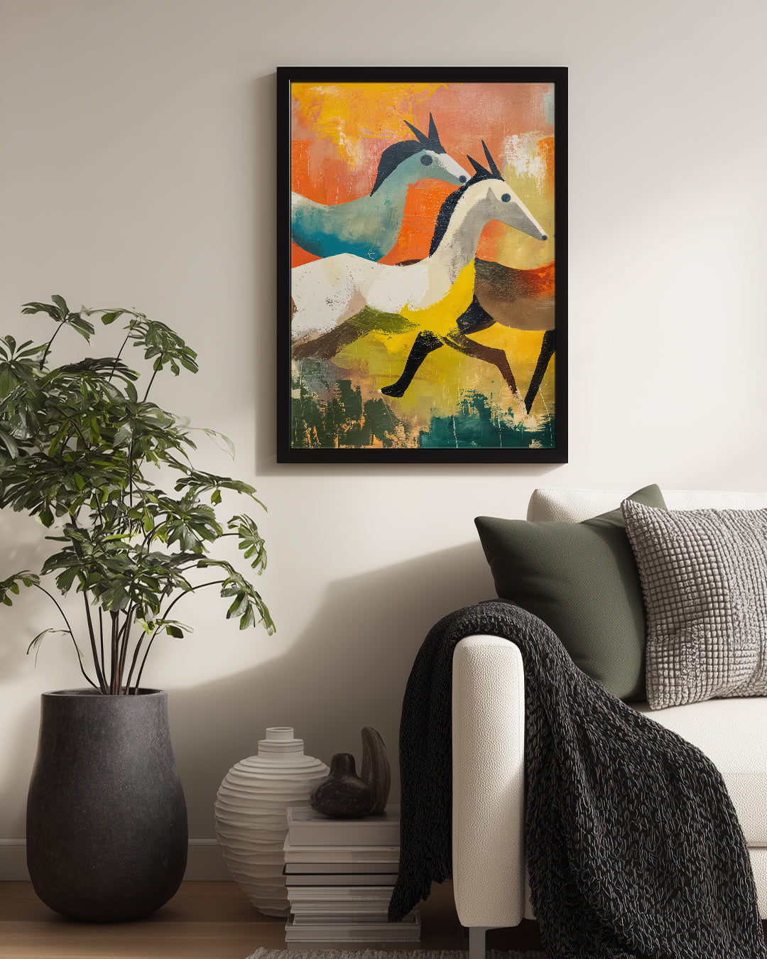 At - Renkli Koşu Poster Tablosu