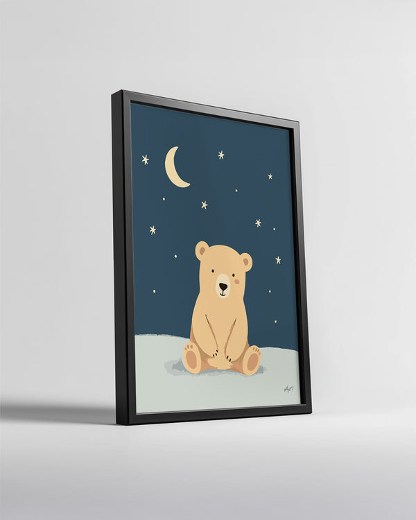 Ayı Gece Manzarası - Yıldızlarla Dolu Huzurlu Ortam Poster Tablosu