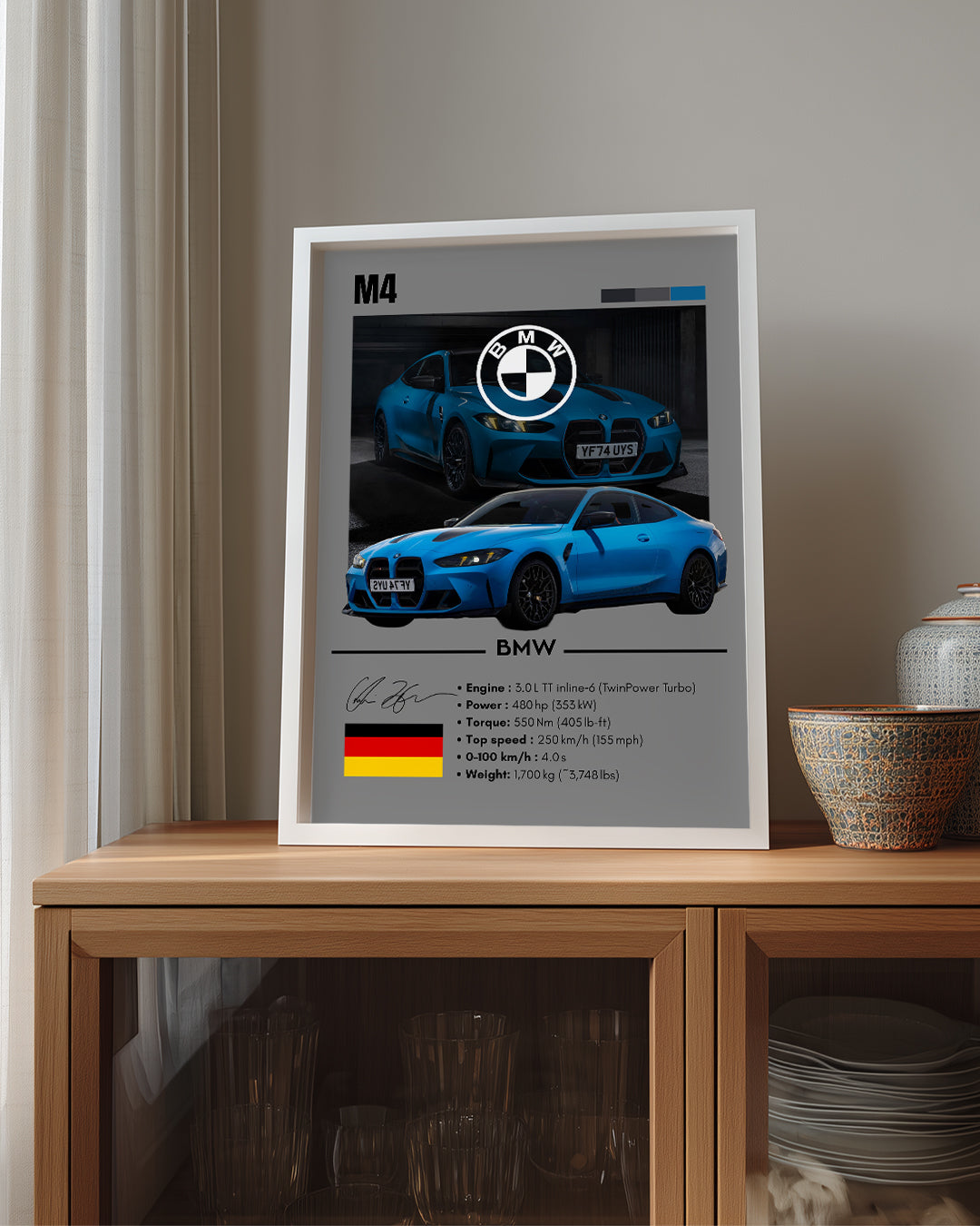 BMW M4 GRİ Poster Tablosu