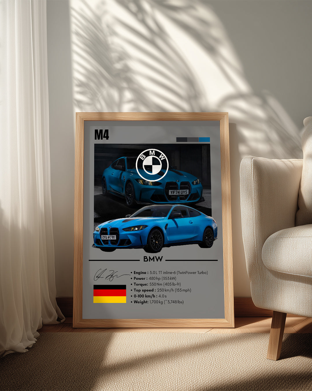 BMW M4 GRİ Poster Tablosu