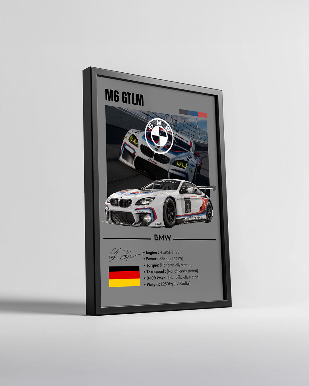 BMW M6 GTLM GRİ Poster Tablosu
