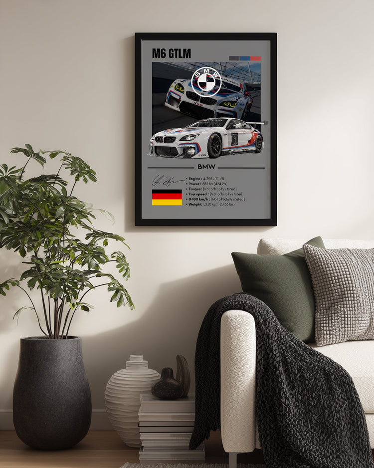 BMW M6 GTLM GRİ Poster Tablosu