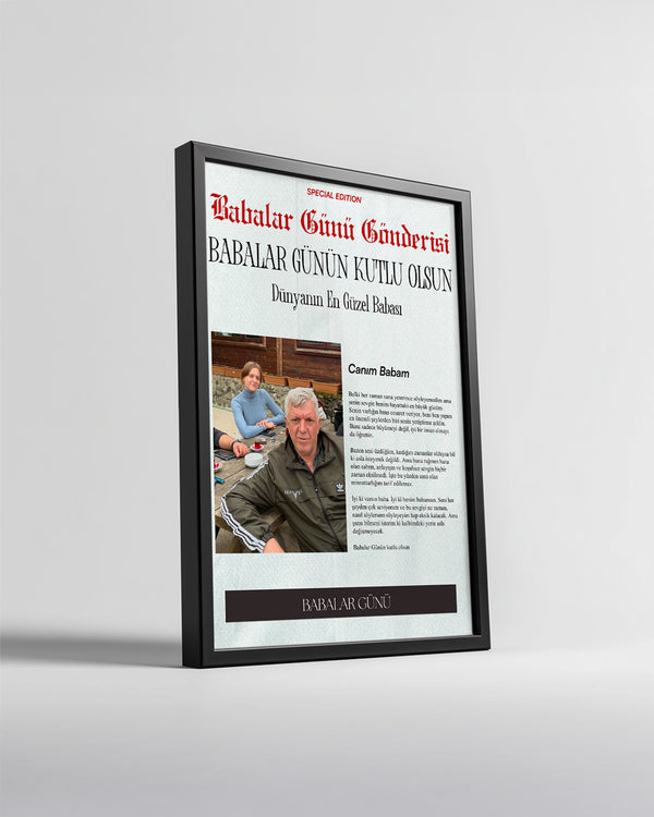 Babalar Günü Gazete Manşet Tasarımlı Poster Tablosu