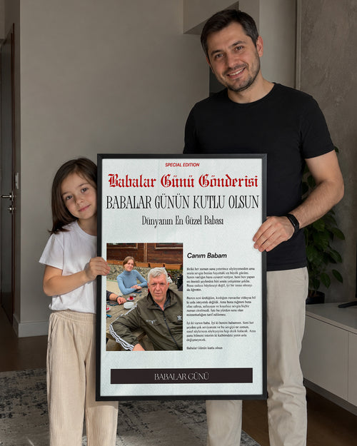 Babalar Günü Gazete Manşet Tasarımlı Poster Tablosu