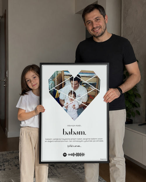 Babalara Özel 1-9 Fotoğraflı Kolaj Poster Tablo