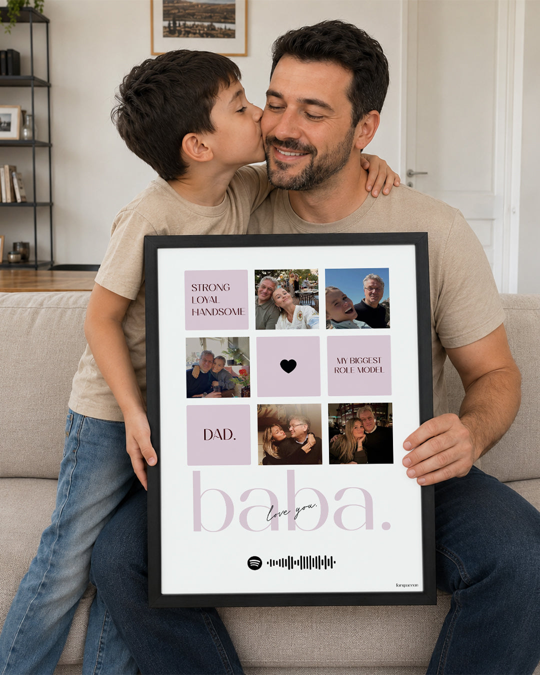 Babalara Özel 5 Fotoğraflı Kolaj Poster Tablo