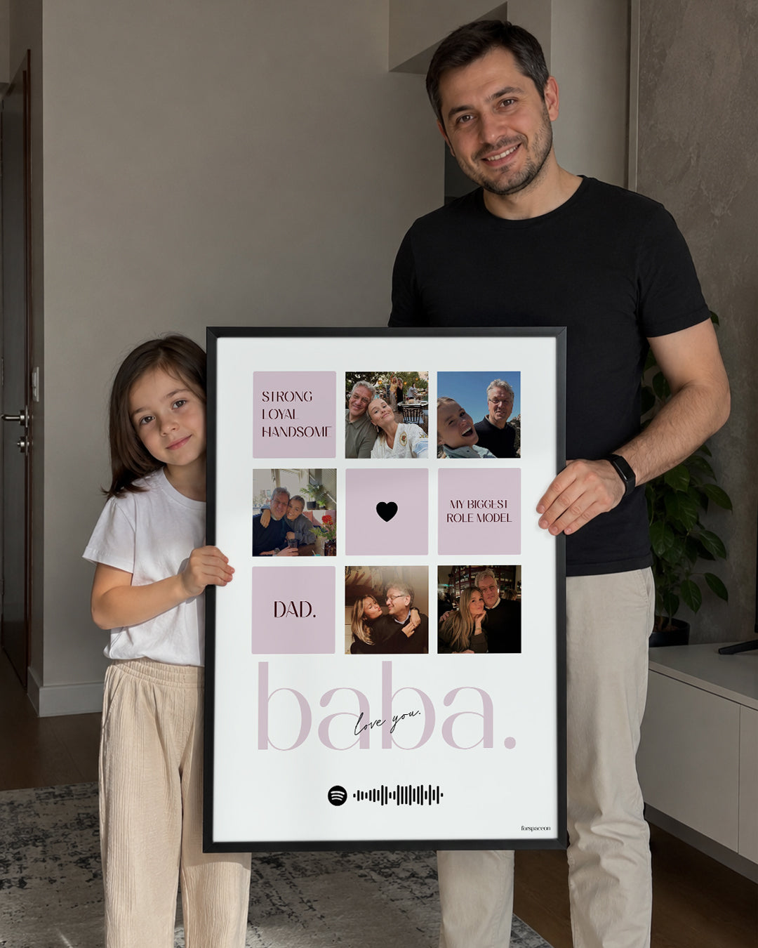 Babalara Özel 5 Fotoğraflı Kolaj Poster Tablo