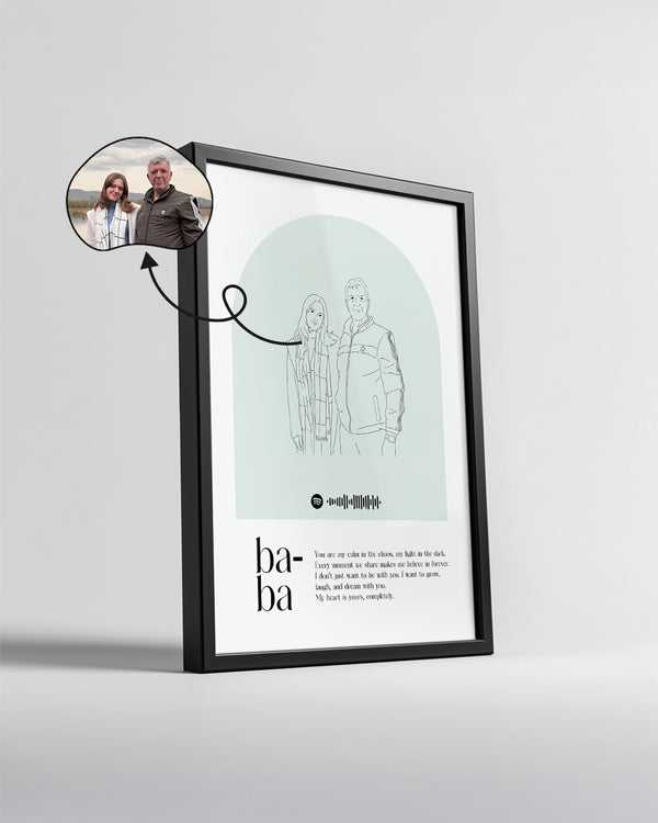 Babalara Özel Line Art Çizim Poster Tablosu