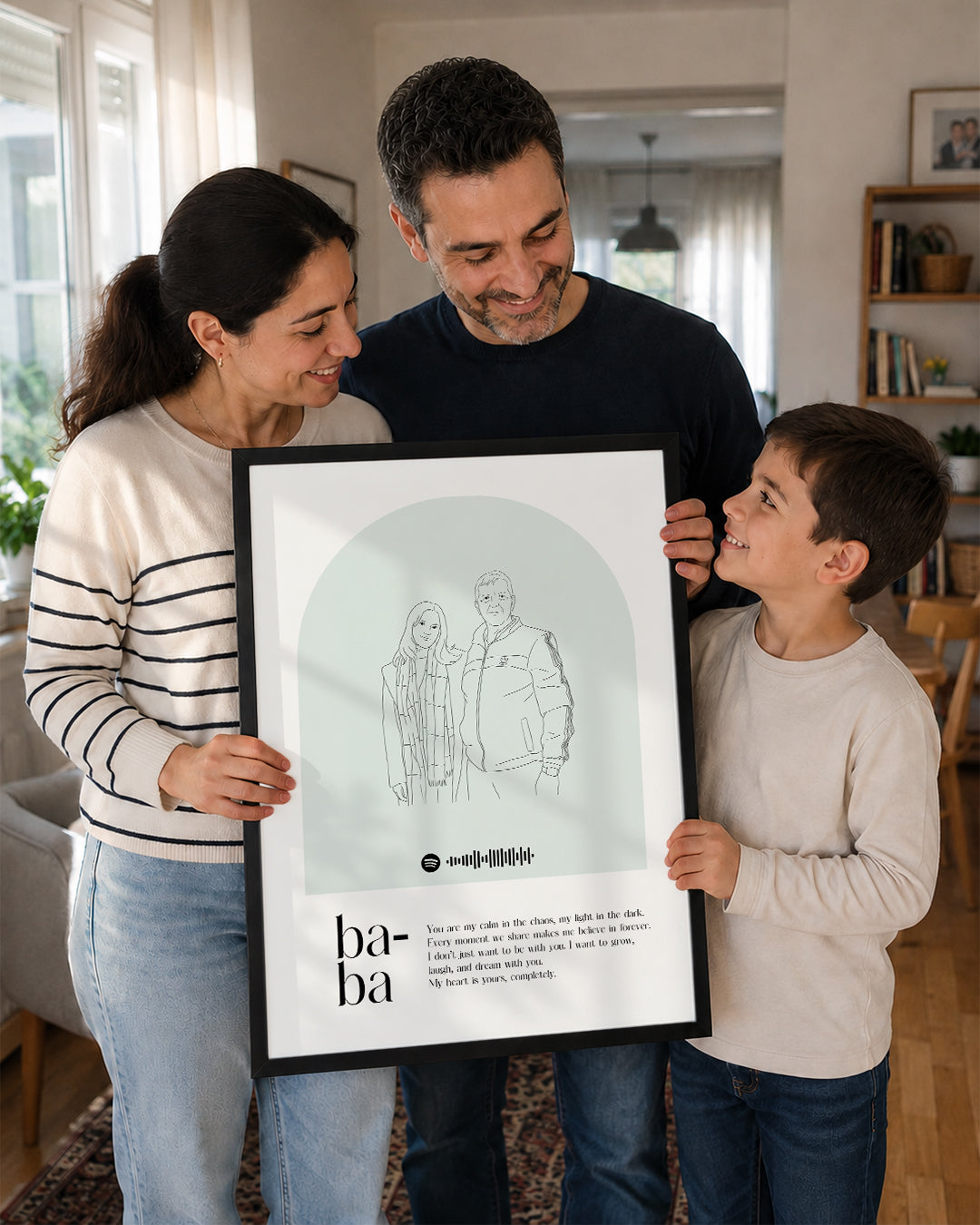 Babalara Özel Line Art Çizim Poster Tablosu