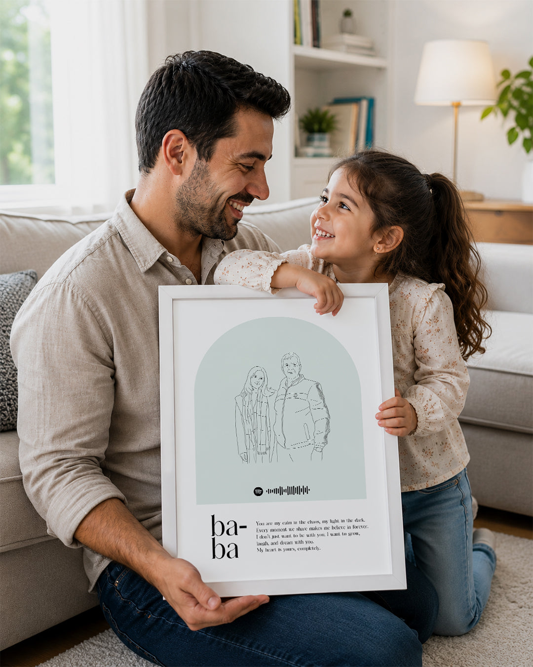 Babalara Özel Line Art Çizim Poster Tablosu