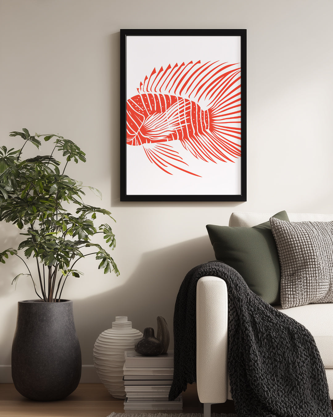 Balık - Kırmızı Yüzgeç Deseni Poster Tablosu