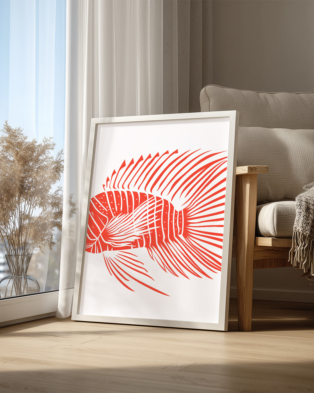 Balık - Kırmızı Yüzgeç Deseni Poster Tablosu