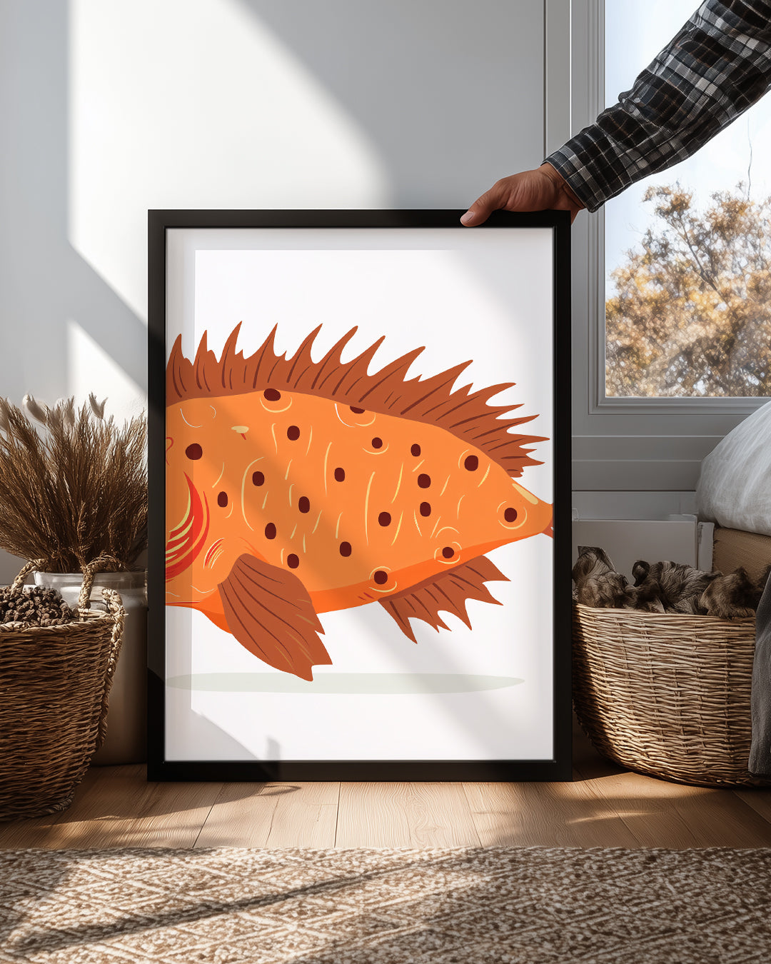 Balık - Turuncu Pul Deseni Poster Tablosu