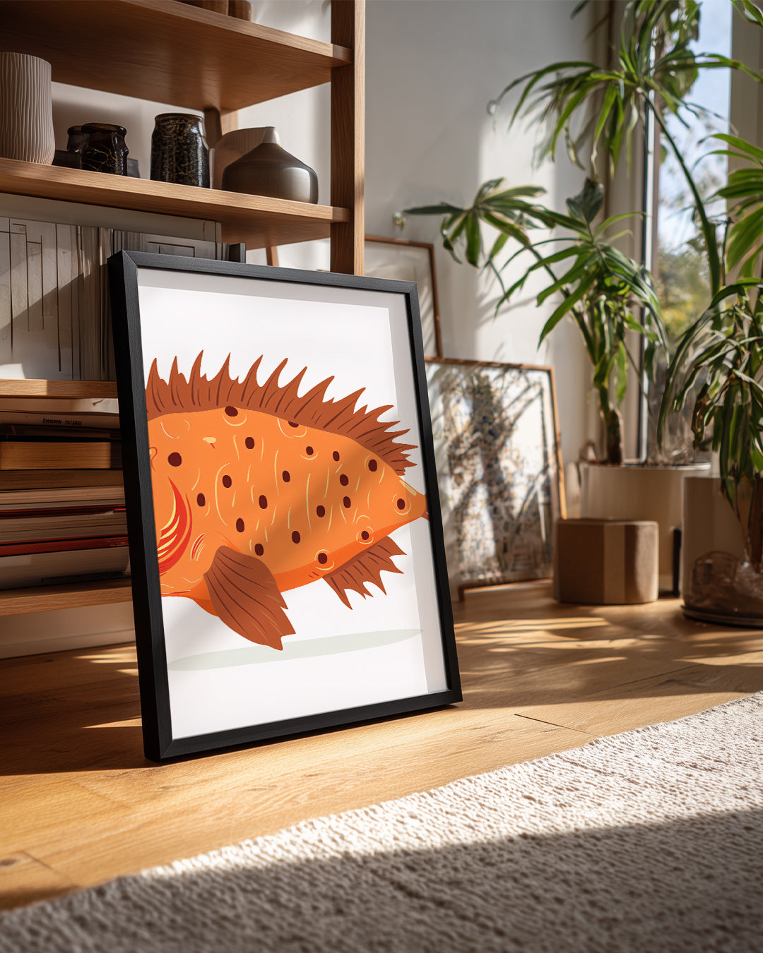 Balık - Turuncu Pul Deseni Poster Tablosu