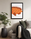 Balık - Turuncu Pul Deseni Poster Tablosu