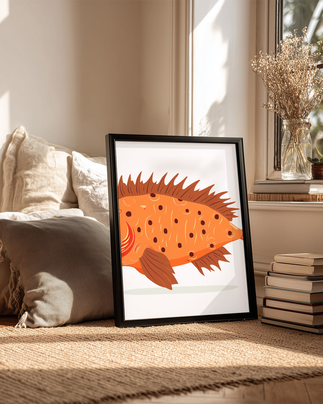 Balık - Turuncu Pul Deseni Poster Tablosu