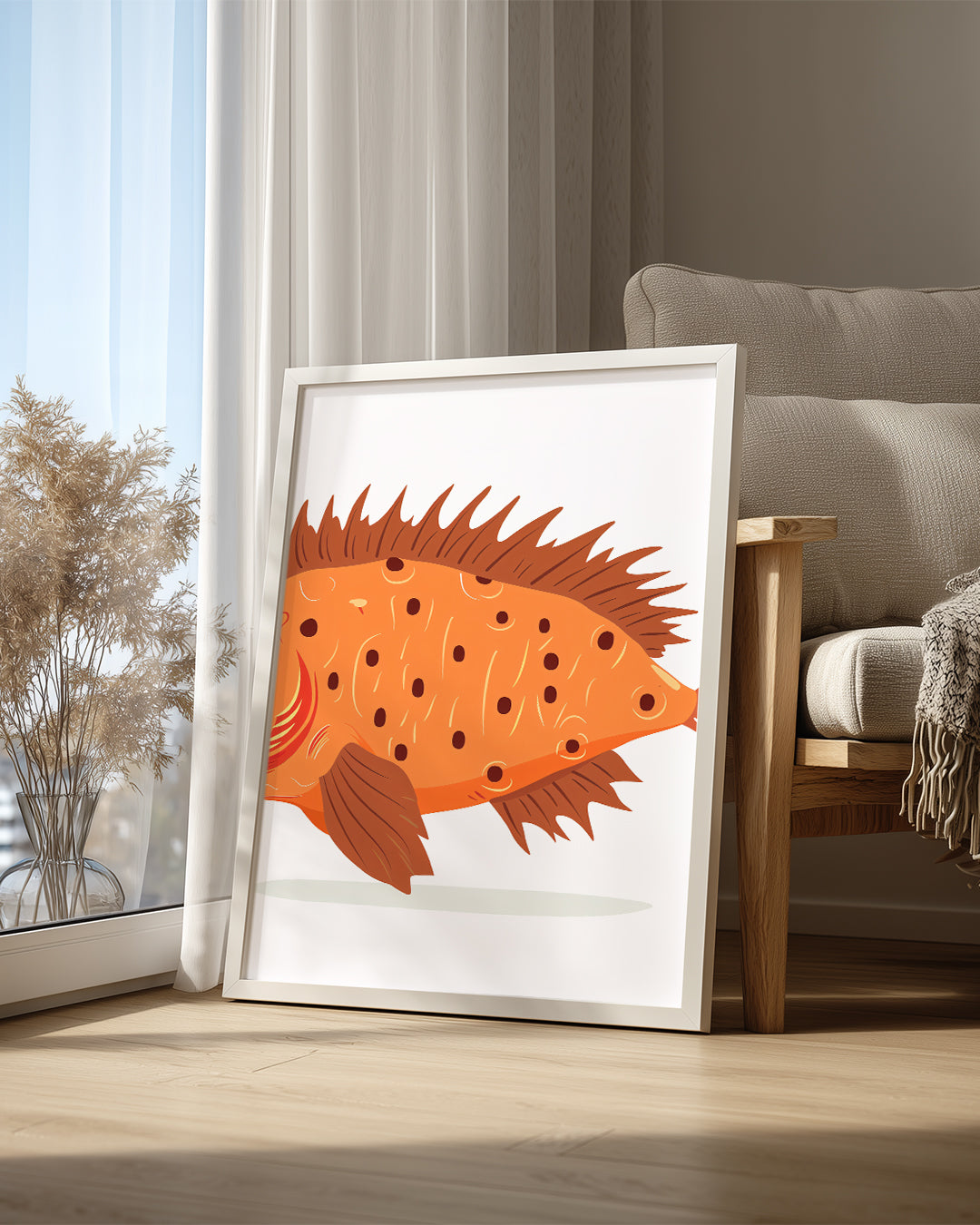 Balık - Turuncu Pul Deseni Poster Tablosu
