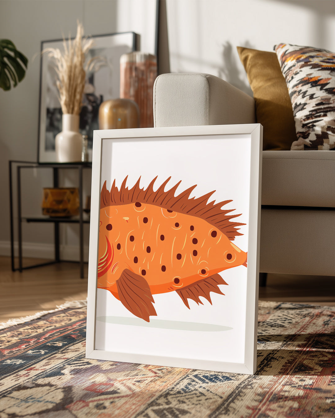 Balık - Turuncu Pul Deseni Poster Tablosu