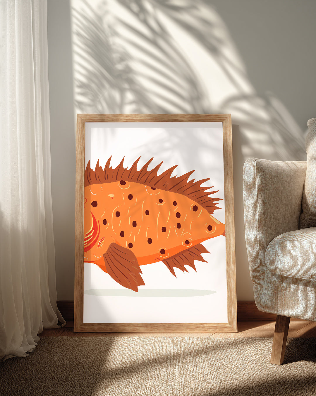 Balık - Turuncu Pul Deseni Poster Tablosu