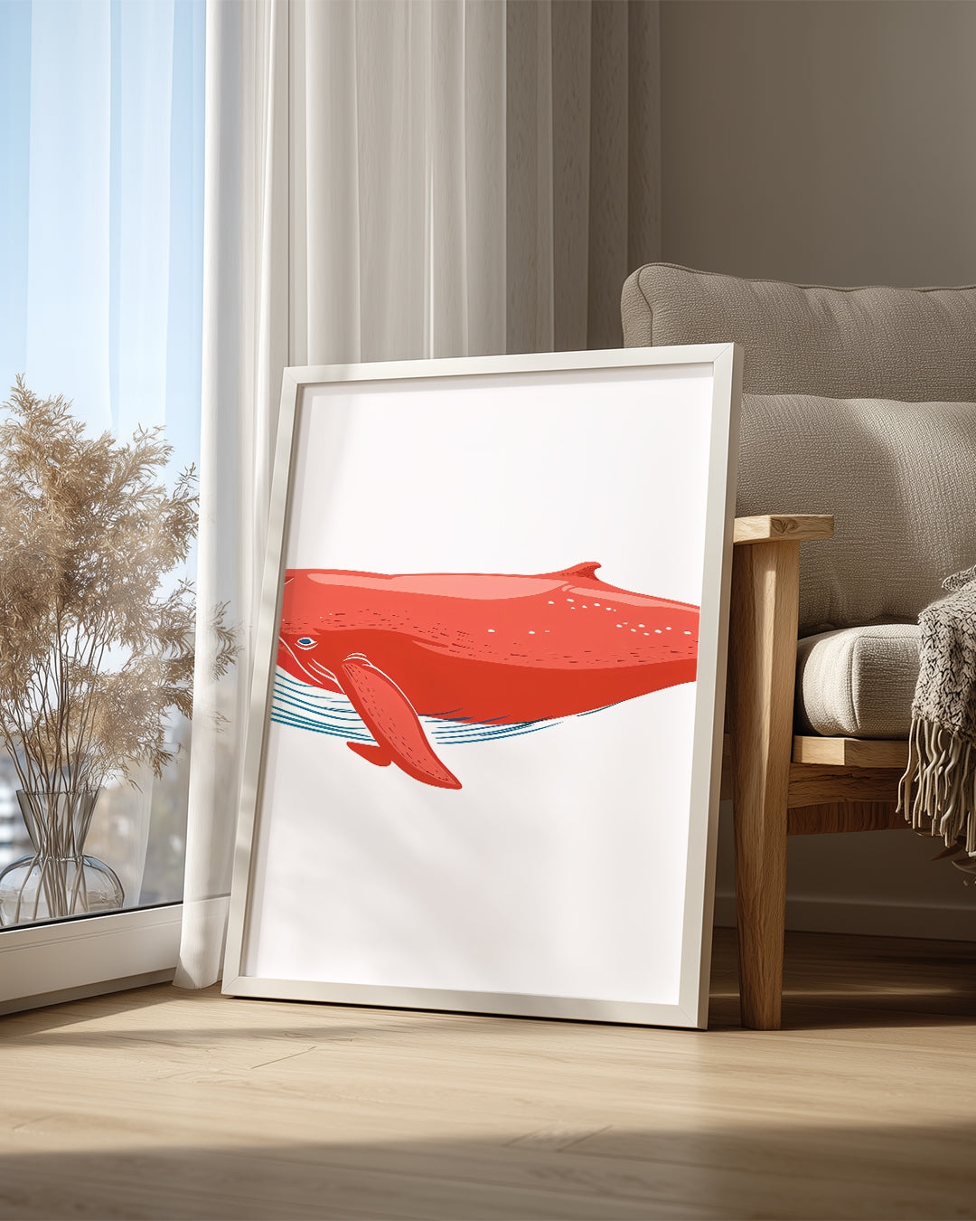 Balina - Kırmızı Su Altı Yüzücüsü Poster Tablosu