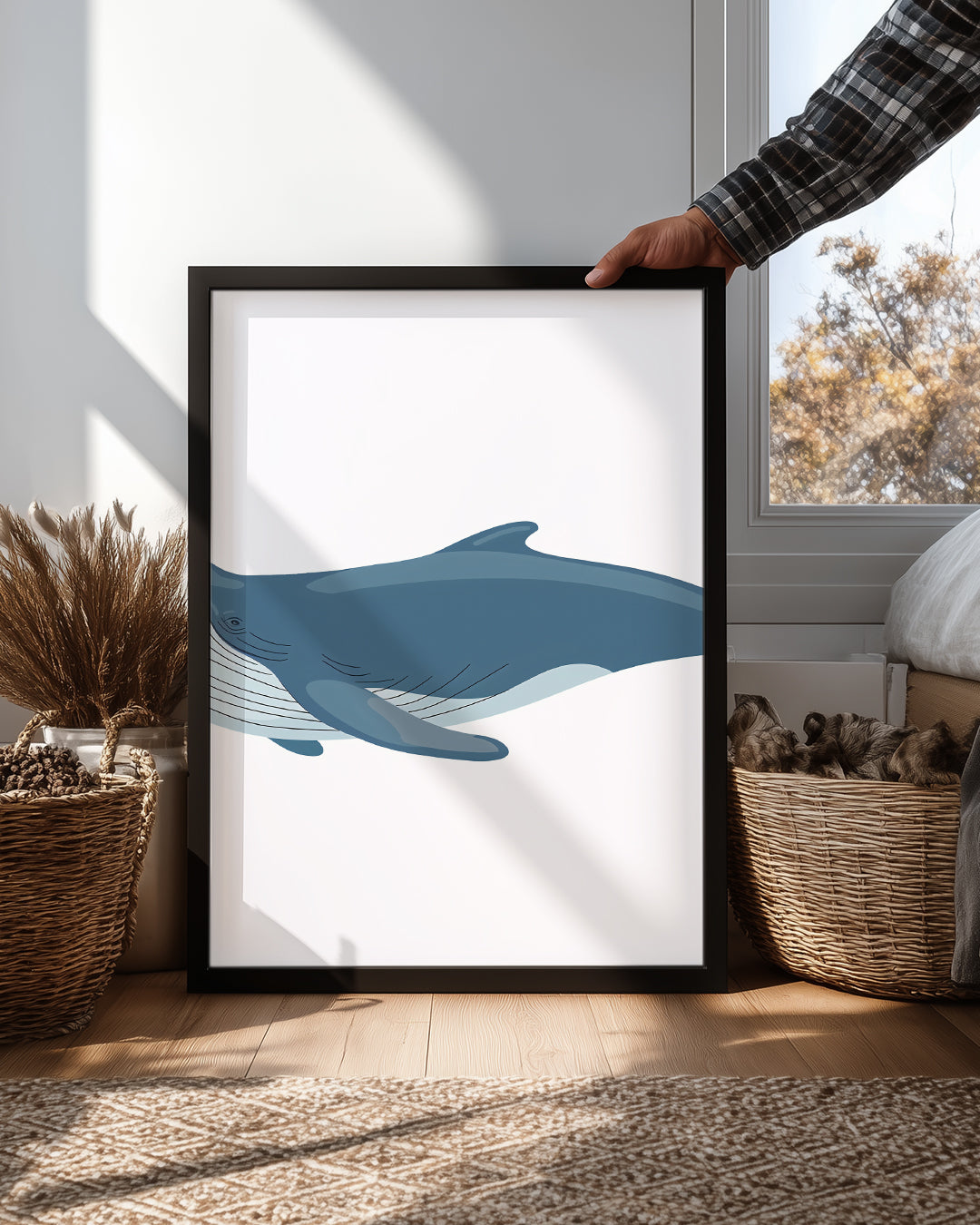 Balina - Mavi Deri Yapısı Poster Tablosu